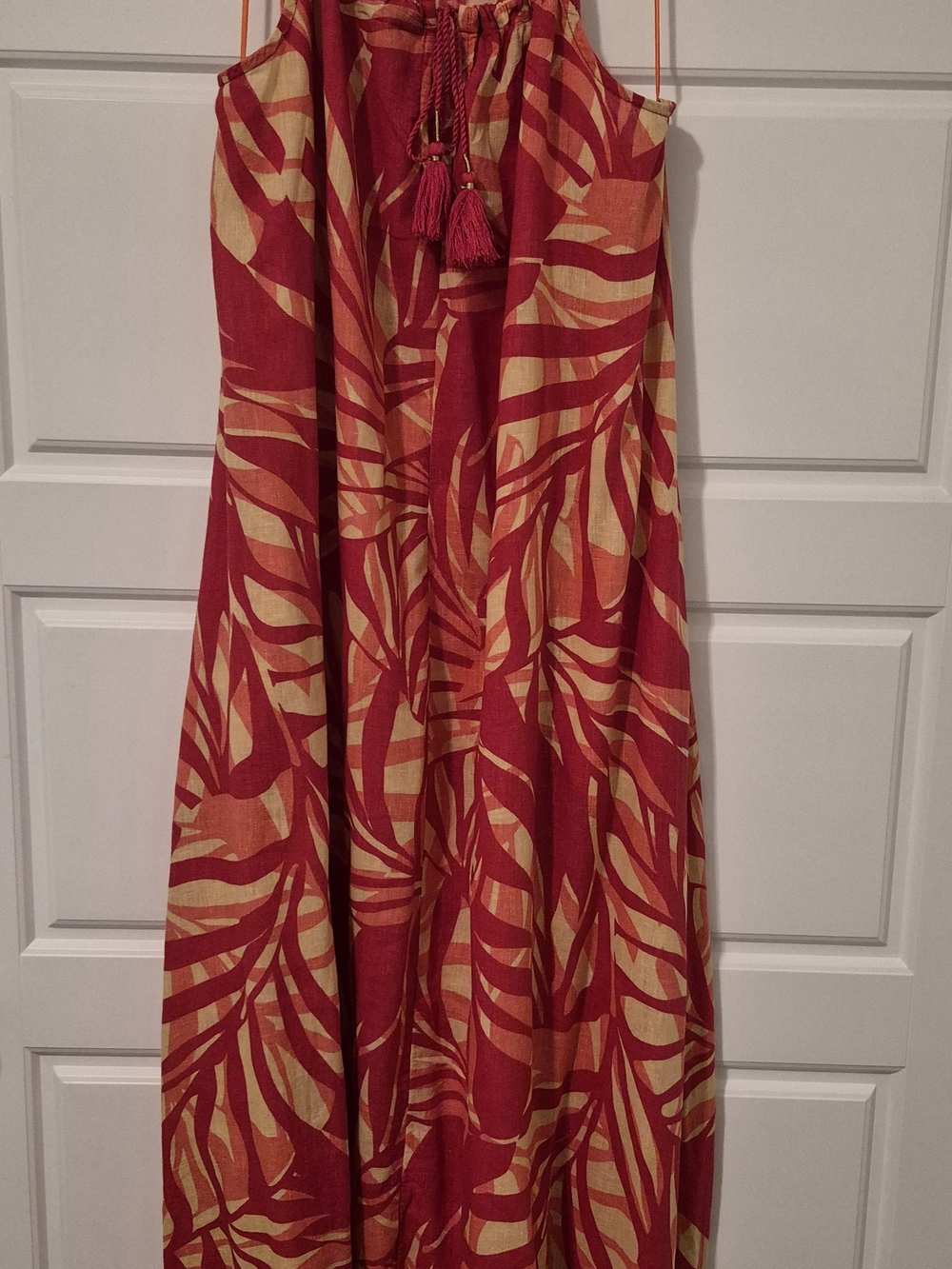 Tahari Fuschia/Pink/Beigw Tropical Print Maxi Dress - Picture 2 of 3
